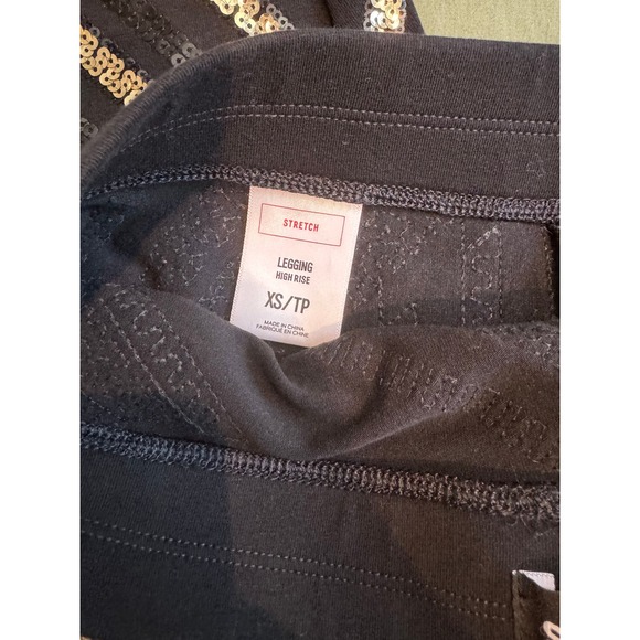 Express Black Sequin Embellished Leggings Party Sparkle Statement - Picture 9 of 9